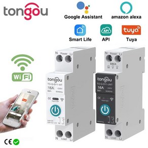 Tuya-스마트 WIFI 회로 차단기 스위치 63A 1P SmatLife 앱 타이머 모듈 지원 Alexa Google Home Alice 음성 제어 TONGOU, 6) White No meteing - 32A, 1개