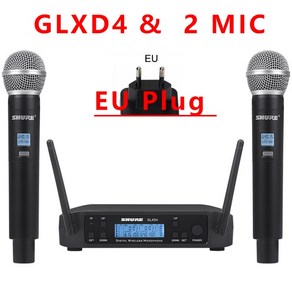 정품 슈어 GLXD4 무선 마이크 2 채널 UHF 640 690MHz 전문 공연 라이브 방송 핸드헬드