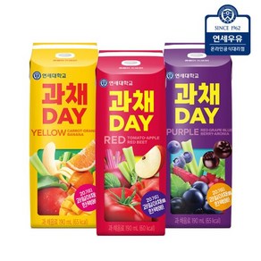 연세유업 과채데이 버라이어티팩 레드/퍼플/옐로우 72팩, 190ml, 72개