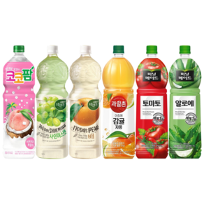 [한번에먹자쇼핑몰] 과즙음료 1.5L 6종 혼합세트 / 코코팜 + 샤인머스캣 + 배주스 + 감귤주스 + 토마토 + 알로에, 6개