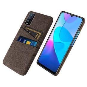 Vivo Y12s Y11s Y12a 케이스 카드 케이스 V2026 V2028 럭셔리 패브릭 듀얼 카드 전화 커버 Vivo Y 12 s Y12s 2021 Coque VivoY12S, [05] fo Vivo Y20A, [03] Bown, 1개