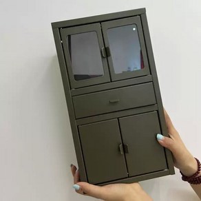 미니 철제 캐비넷 캐비닛 수납 양문형 서랍 데스크탑 정리, 다크 그린, 4. 다크 그린