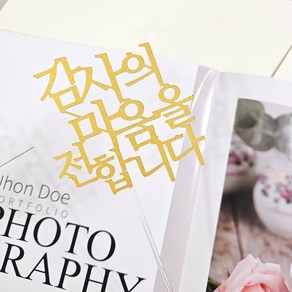 디자인39 감사의 마음을 전합니다 어버이날 스승의날 감사 케이크픽 꽃다발토퍼, 골드, 1개, 토퍼