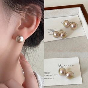 (밍리샵)샴페인골드진주귀걸이 (10mm/13mm)