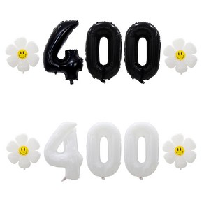 [해피쏘굿] 32인치 블랙/화이트 숫자 (100일~900일) + 데이지 풍선세트, 400, 화이트