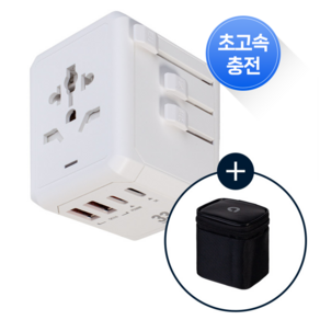 에이텍 스마트 초고속 충전 해외 여행용 멀티 플러그 어댑터 (케이스 포함) C타입 2포트 USB 2포트, 1개