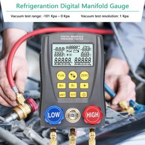 냉매 셀프 충전 냉매게이지 디지털 진공 압력 매니폴드 테스터 계량기 냉동 HVAC 온도, 1개