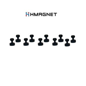 HMAGNET 초강력 네오디움 스탬프 고리 자석 D12, 10개, 블랙