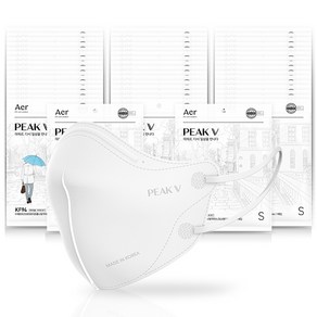 아에르 피크 V 라이트 보건용 마스크 KF94 소형, 1개, 화이트, 50개입