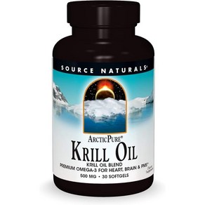 Souce Natuals ActicPue Kill Oil 500 mcg Omega-3 fo Heat Bain and PMS - 30 Softgels, 1개, 30정