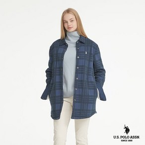 [U.S. POLO ASSN.] 네이비체크 코튼 플리스 셔캣 여성