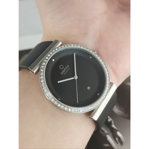 OBAKU 오바쿠 덴마크 명품 쿼츠시계 큐빅 블랙 여성가죽시계