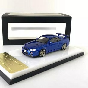 MC 1:64 닛산 스카이라인 GT-R (R34) V-spec 베이사이드 블루, 1개