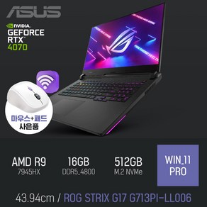 ASUS ROG STRIX G17 G713PI-LL006 [이벤트 한정특가 / 사은품증정], WIN11 Po, 16GB, 512GB, 그레이