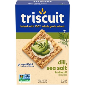 Tiscuit Dill Sea Salt & Olive Oil Whole Gain Wheat Cacke 트리스킷 딜 바다 소금 및 올리브 오일 통곡물 밀 크래커 8.5온, 1개, 240g