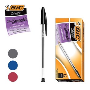 BIC 볼펜 크리스탈 1.0mm 빅볼펜 12P 세트