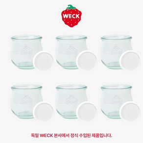 [WECK]튤립 746(370ml) 유리병 세트, 유리병+PE 화이트뚜껑 M, 6개