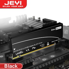 JEYI M.2 NVME SSD - PCIE 4.0 X16 어댑터 알루미늄 냉각 하우징이 장착된 PCIE x16 Gen4 확장 카드, 2.Black