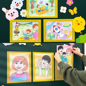 전시화일 어린이 게시판 어린이집 유치원 봄 환경판 신학기 미술 작품 교실 꾸미기 파일 케이스, 세로형