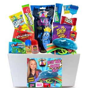 Blue Raspbey Pickle Kit Gift Box-With Feeze Died Candy Mexican Candy Snacks Aiheads Sou Belts, 1개