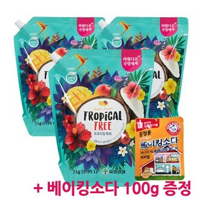 유한양행 아름다운 주방세제 트로피칼트리 리필 2kg 3개+베이킹소다 100g, 단일옵션