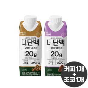 빙그레 더단백드링크 250ml 커피맛1+초코맛1(2개입)/단백질드링크/단백질보충, 1개, 1세트