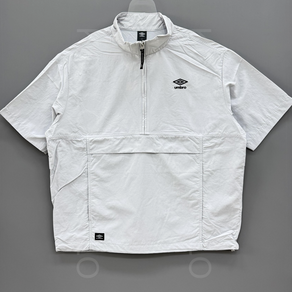 [국내백화점판] UMBRO 엄브로 25신상 클래식 반팔 스탠넥 아노락 셋업 (화이트그레이)