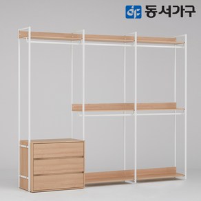 동서가구 몬티아 철제 시스템 셀프 드레스룸/2400 4단 서랍행거 DF643461, 오크