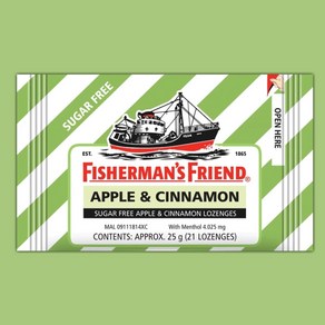 fisheman's fiend 피셔맨 프렌드 애플시나몬 슈가프리 목캔디 사탕 candy apple cinnamon suga fee 25g, 1개