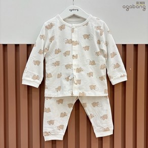 아가방 중계점 쁘베어 내의 (BEIGE) *24년 가을신상* 귀여운 곰돌이 캐릭터 패턴 디자인 가볍고 편안한 착용감 내의 상하 세트 9개월~5세