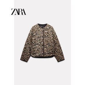 ZARA 여성 레오파드 자켓 점퍼 코튼 재킷 퀄팅 누빔 캐주얼 8110488