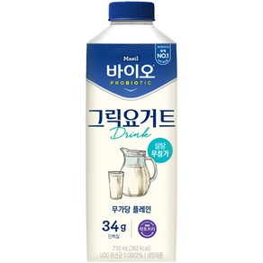 매일 바이오 그릭 요거트 드링크 무가당 플레인, 3개, 710ml