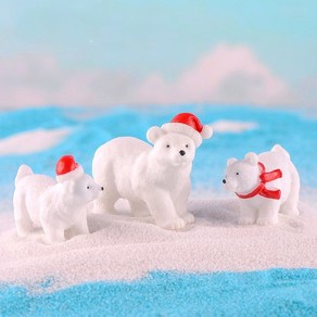 [드그라쎄] 산타 북극곰 3종 미니어처 동물 피규어 테라리움 젤캔들 디오라마 만들기 재료, 1개