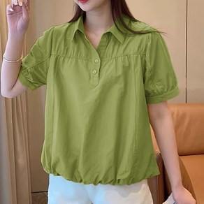 루스리더 여성 카라넥 반팔 루즈핏 티셔츠 M742