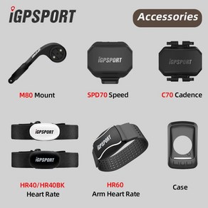 IGPSPORT 자전거 속도 케이던스 센서 심박수 모니터링 IPX7 홀더 사이클링 ANT + 컴퓨터 센서 C70 HR40 자전거 액세서리, 1)IGPM80, 1개