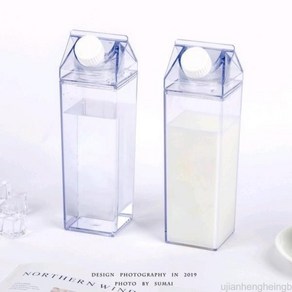 투명 우유병 우유팩 모양 물병 우유병 500ml1L, 500ml, 투명_×500ml