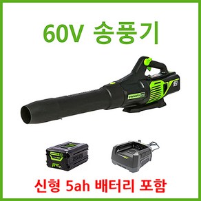 그린웍스 60v 무선 송풍기 충전 송풍기 낙엽청소기, 센택6 본체+고속충전기+5ah배터리1개, 1개