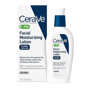 CeaVe 세라비 PM 모이스춰라이징 로션 히알루론산 나이아신아마이드 페이스 나이트 크림, 89ml, 2개