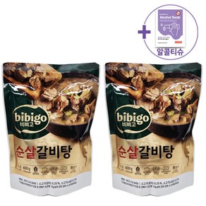 CJ 비비고 순살갈비탕 400G + 더메이런알콜티슈, 2개