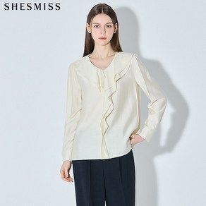 (SHESMISS)] 실키광택 러플 브이넥 블라우스 (택가격 168000원)