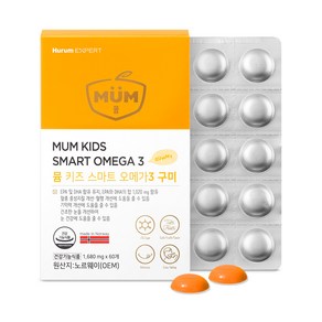 뮴 키즈 스마트 오메가3 구미 EPA+DHA 1 020mg 과일맛 젤리, 1박스, 60정