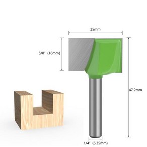 라우터 비트 바닥 청소 생크 라우터 내구성 나무 조각 드릴 밀링 커터 실용적인 목공 슬롯 도구 6.35mm, 10 25mm, 1개
