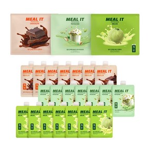 [3세트] 밀잇 식단관리 단백질 쉐이크 포켓형 21개입 (초코맛 7개 피스타치오맛 7개 멜론맛 7개), 21개