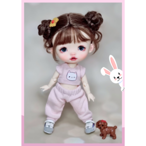 #포켓 16cm 옷( 핑크캣츠 크롭트레이닝 )[마구샵]#구체관절인형#bjd#인형옷#유딩이#도리스돌#포켓돌, 1개