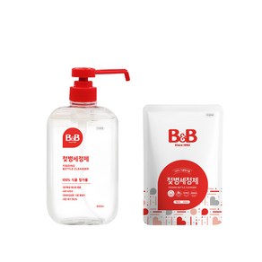 비앤비 젖병세정제 액상 용기 600ml + 리필 500ml, 1세트, 용기 1 + 리필 1