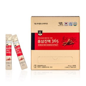 웰니스 바이오 6년근 홍삼 진액 365 스틱, 10g, 100개