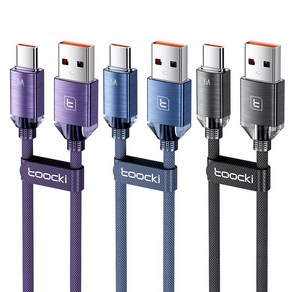 Toocki 아연합금 USB A-C타입 고속 충전케이블, 3개, 2m, 혼합 색상