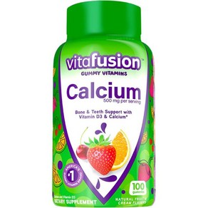 vitafusion Chewable Calcium Gummy Vitamins fo Bone and Teeth Suppot Fuit and Ceam Flavoed Amei, 1개, 100정