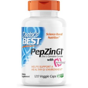 닥터스베스트 Docto's Best PepZin GI Zinc-L-Canosine Complex Non-GMO Vegan Gluten Fee Soy Fee Digestive