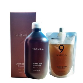 맥주효모 나인밀라 카밍비어 두피 탈모샴푸 본품+리필, 1개, 1L